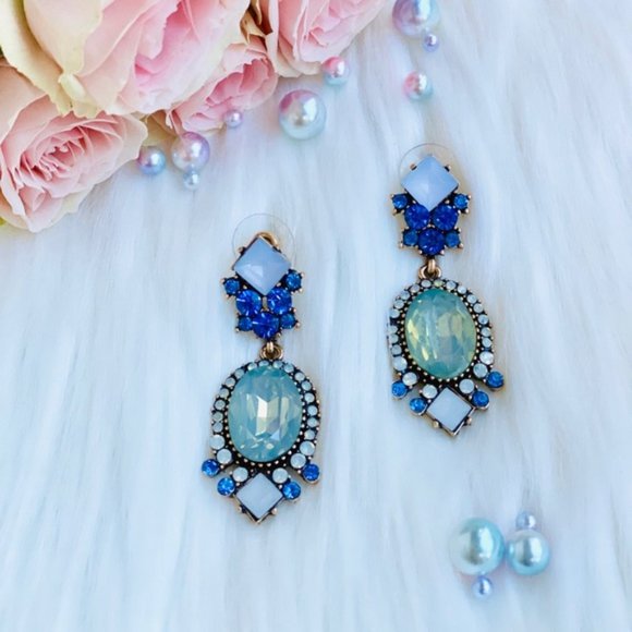 Light Blue Anastasia Statement Earrings - Picture 3 of 4